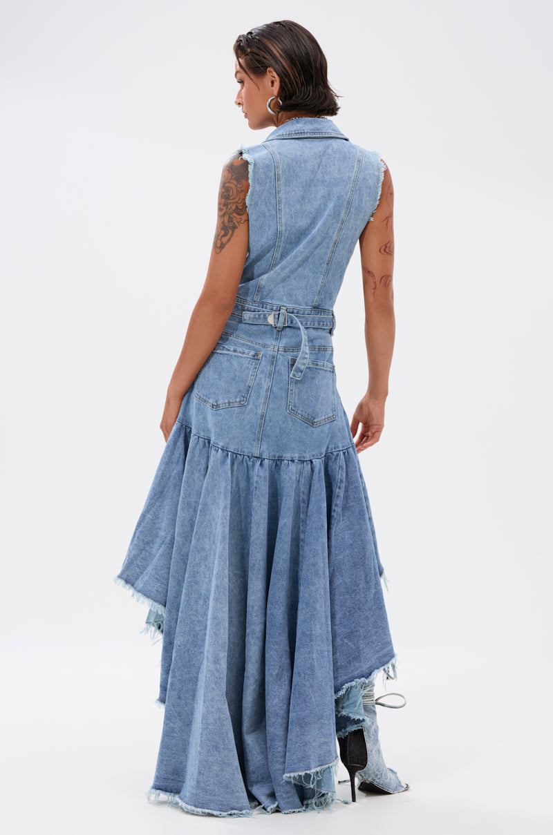 READ IT AND WEEP DENIM MINI DRESS