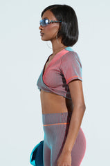 DOUBLE TAKE RIBBED TWISTED CROP TOP