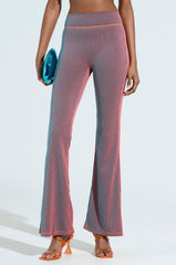 DOUBLE TAKE RIBBED RUCHED BUTT FLARE PANTS