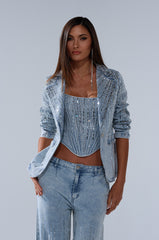 MILA EMBELLISHED BLAZER IN DENIM