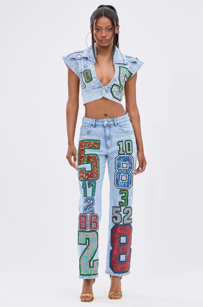 CHAMPION GRAPHIC DENIM BLOUSE