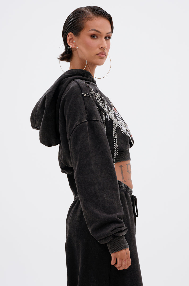 LUCKY ELEVEN CHAIN CROP SWEATSHIRT