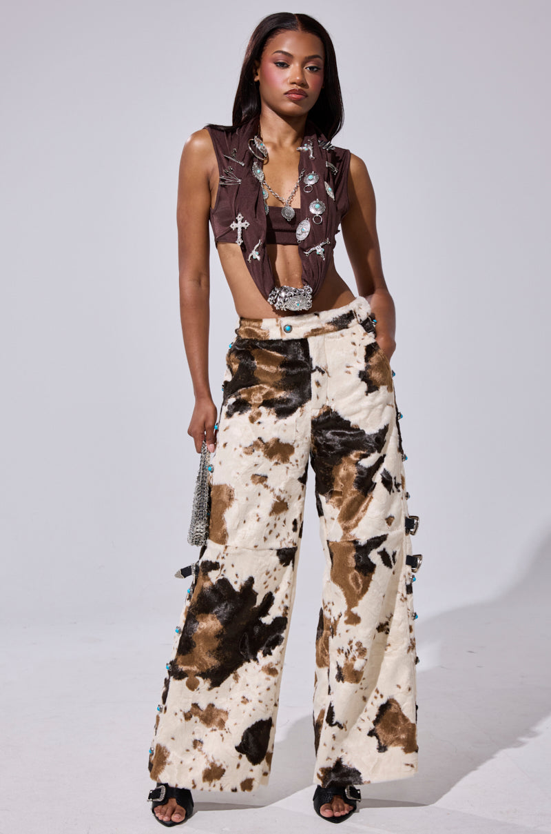 HIGHLAND COW FAUX FUR PANT