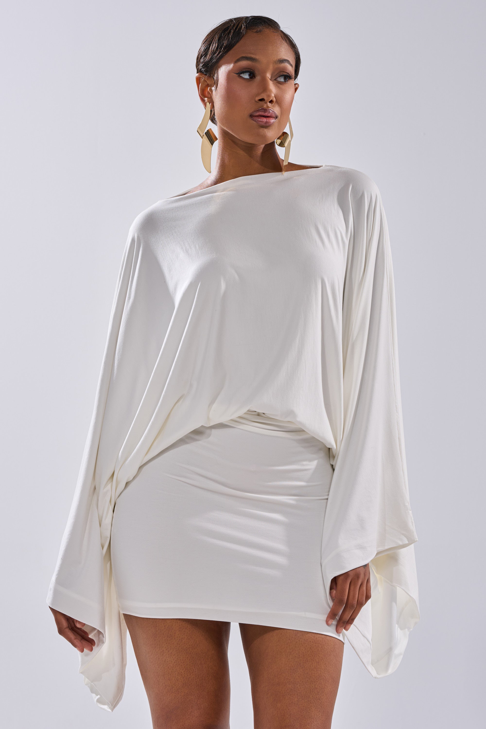 DIANA DRAPED MINI DRESS IN WHITE