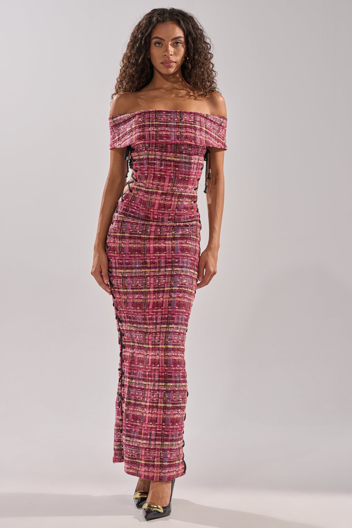 JUST A GIRL TWEED MAXI DRESS