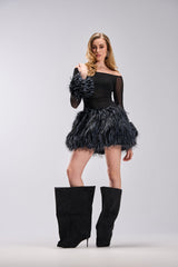 KELYN CALLED FUR MINI DRESS
