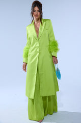 CHARTREUSE FEATHER TRIM TRENCH