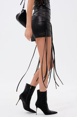 HANGING BY A THREAD FAUX LEATHER SHORT
