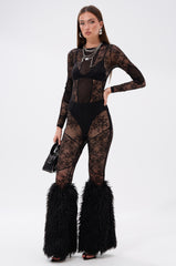 FEELING GOOD LACE LEGGING WITH FUR TRIM