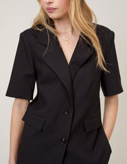 Black Short Sleeve Boyfriend Blazer
