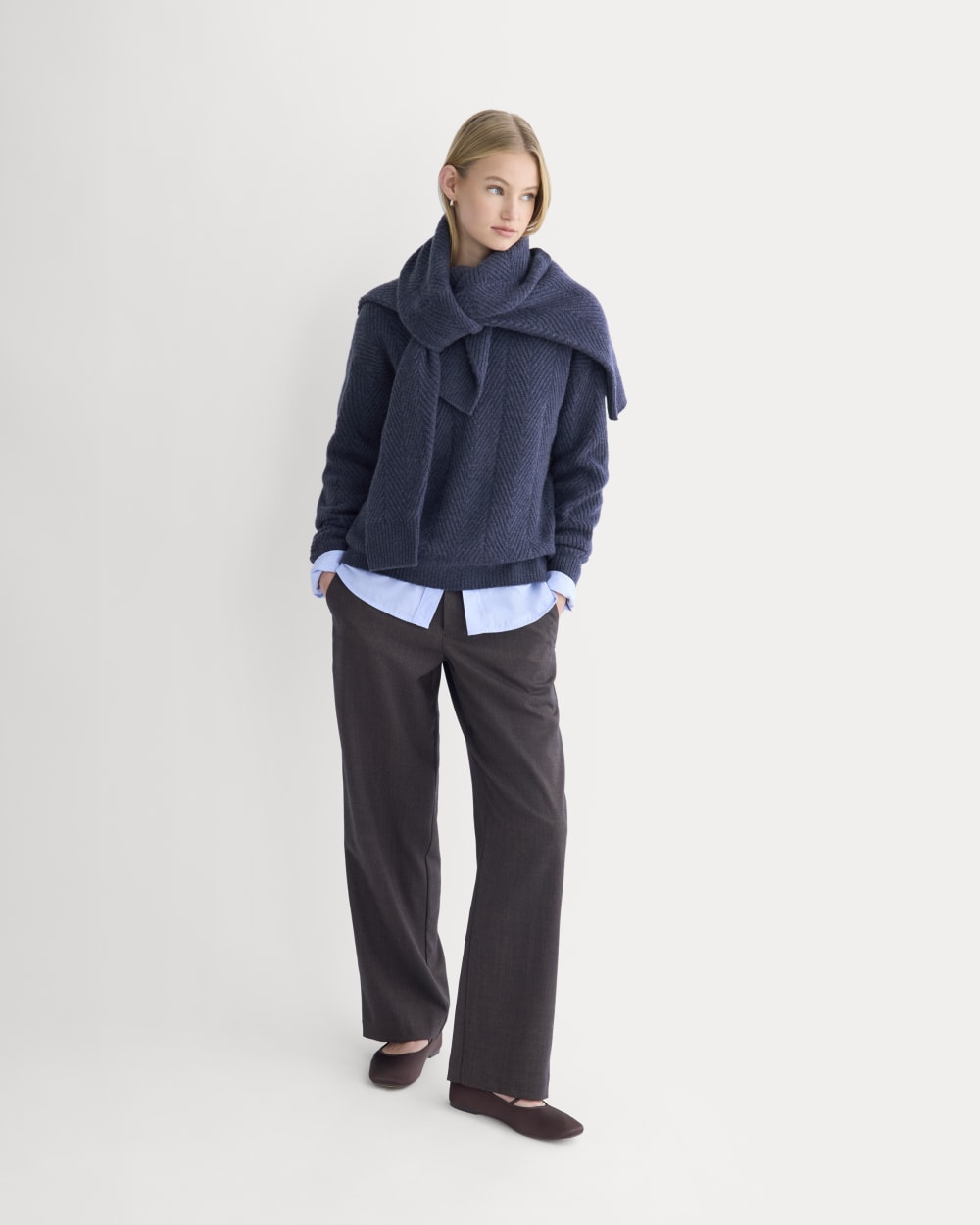 Cashmere Herringbone Sweater | Indigo