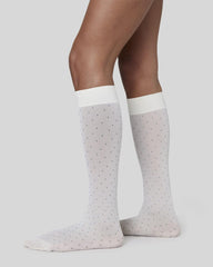 Eira Petite Dots Knee-High Socks | White