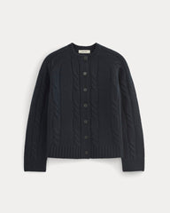 Cable Cardigan in Extrafine Luxe Merino | Navy