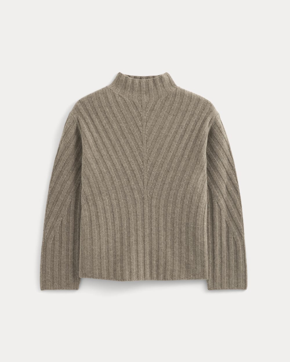 Funnel-Neck Sweater in Wool Cashmere | Light Heathered Taupe