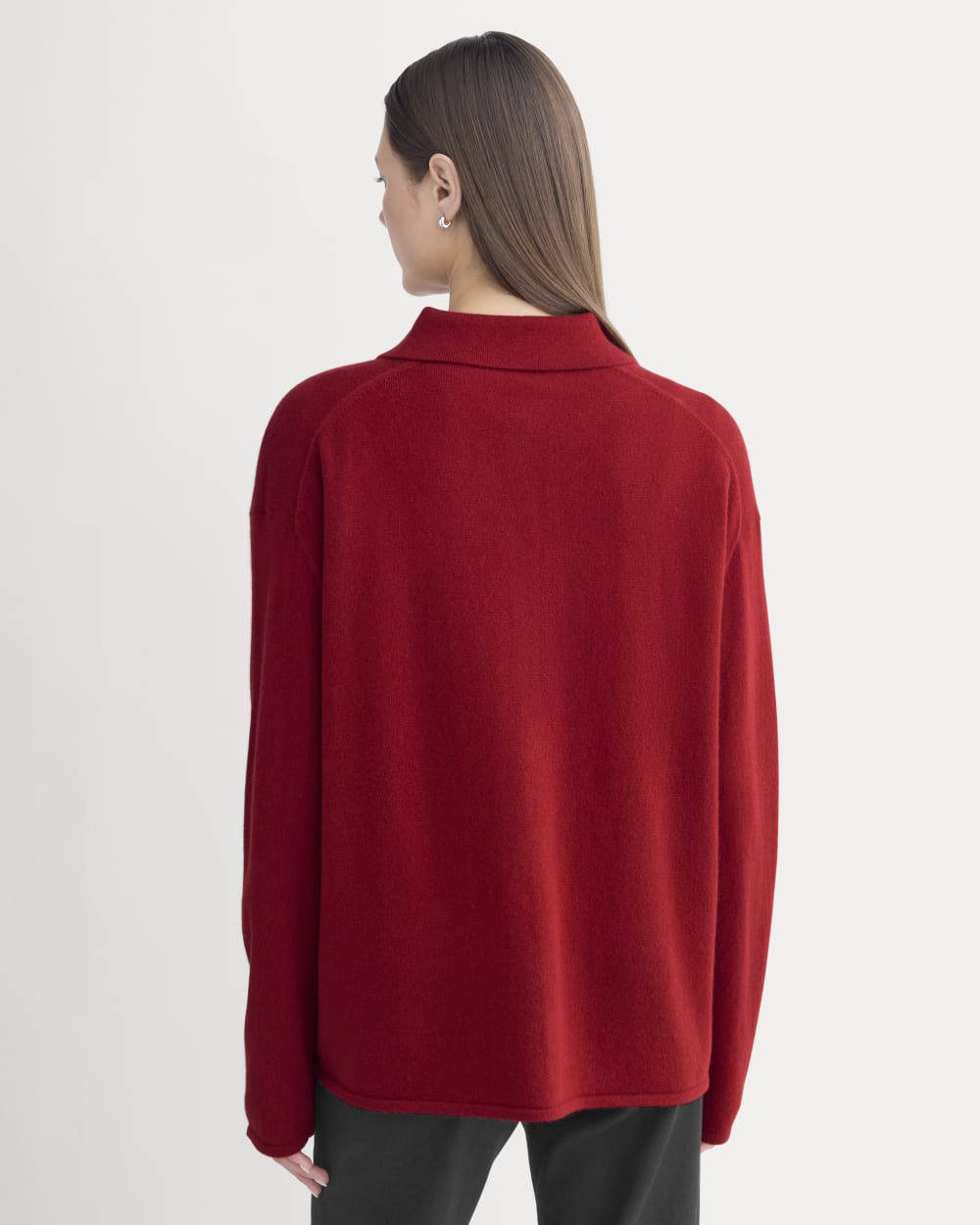 Cashmere Button-Up Shirt | Berry Red