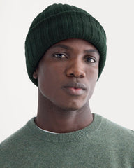 Chunky Ribbed Beanie | Heathered Dark Sea