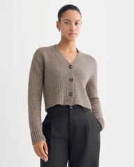 High V Cropped Cardigan in Alpaca | Taupe Melange