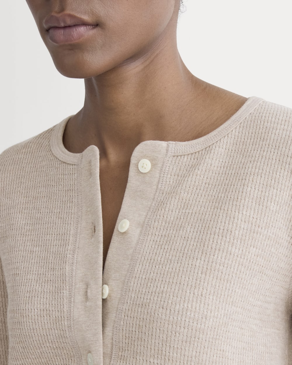 Boxy Henley in Cozy Waffle | Heathered Oatmeal