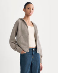 Full-Zip Hoodie in Wool Cashmere | Oatmeal