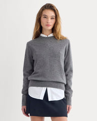 Cashmere Slim Crew Sweater | Heather Charcoal