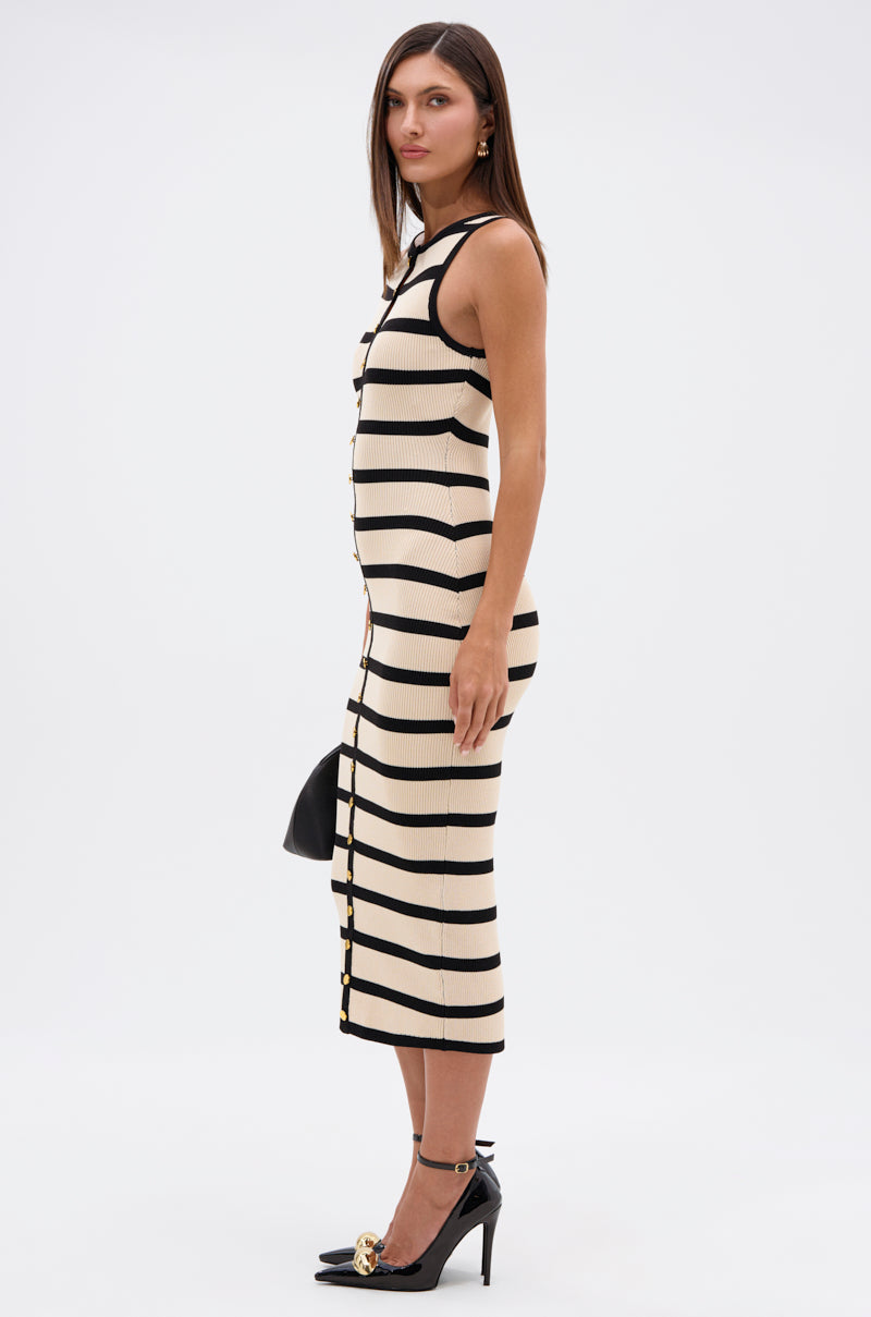 KAREN STRIPE KNIT MIDI DRESS