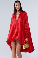 ELOUISE HI LOW DRESS IN RED