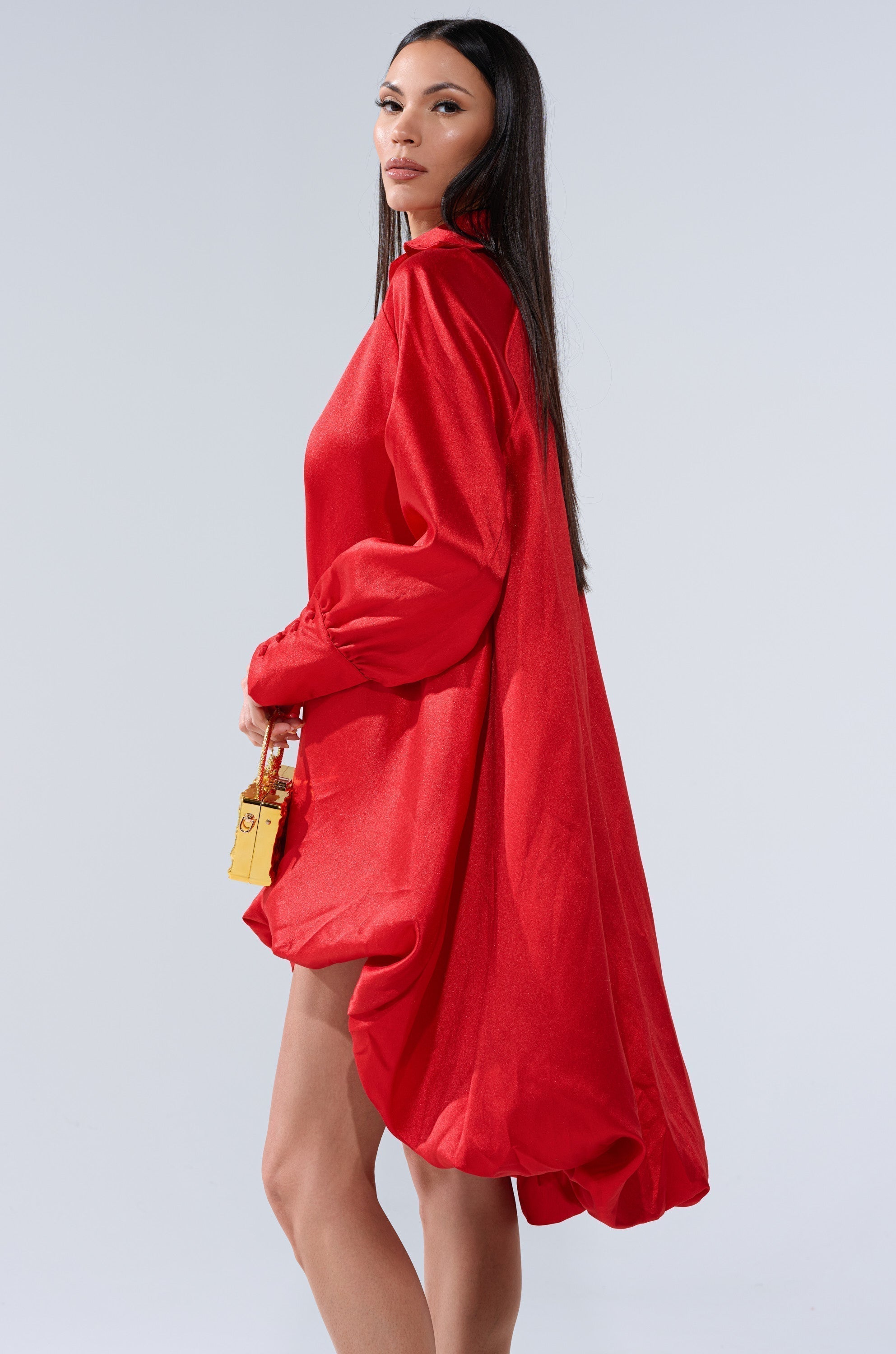 ELOUISE HI LOW DRESS IN RED