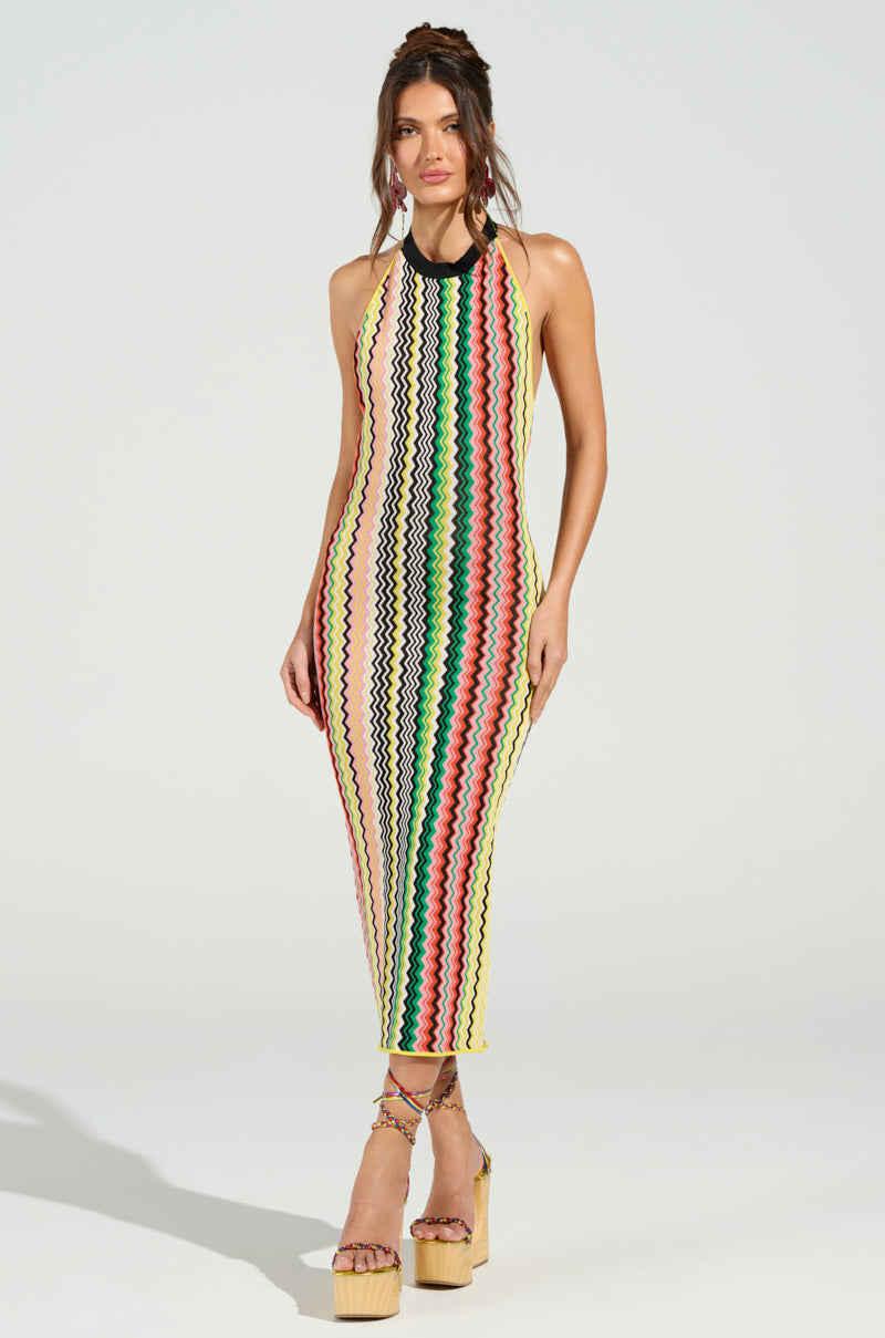 ON THE RUN PRINTED MIDI DRESS