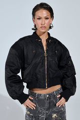 LUCKY ME ASYMMETRICAL BOMBER IN BLACK