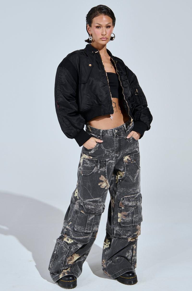 LUCKY ME ASYMMETRICAL BOMBER IN BLACK