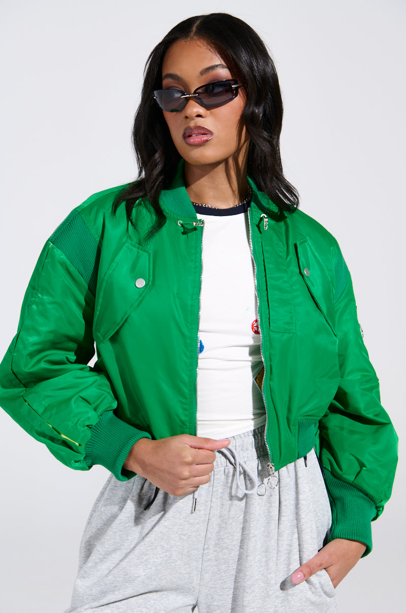 LUCKY ME ASYMMETRICAL BOMBER IN GREEN