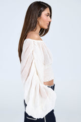 KOA FLOWY PLEATED LONG SLEEVE BLOUSE