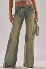 JUST LIKE THAT STRAIGHT-LEG DENIM WITH BUCKLE
