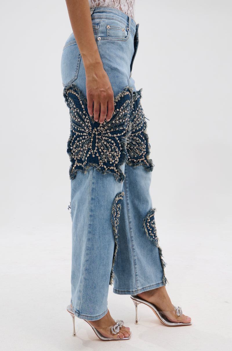 REBIRTH BUTTERFLY PATCH JEANS