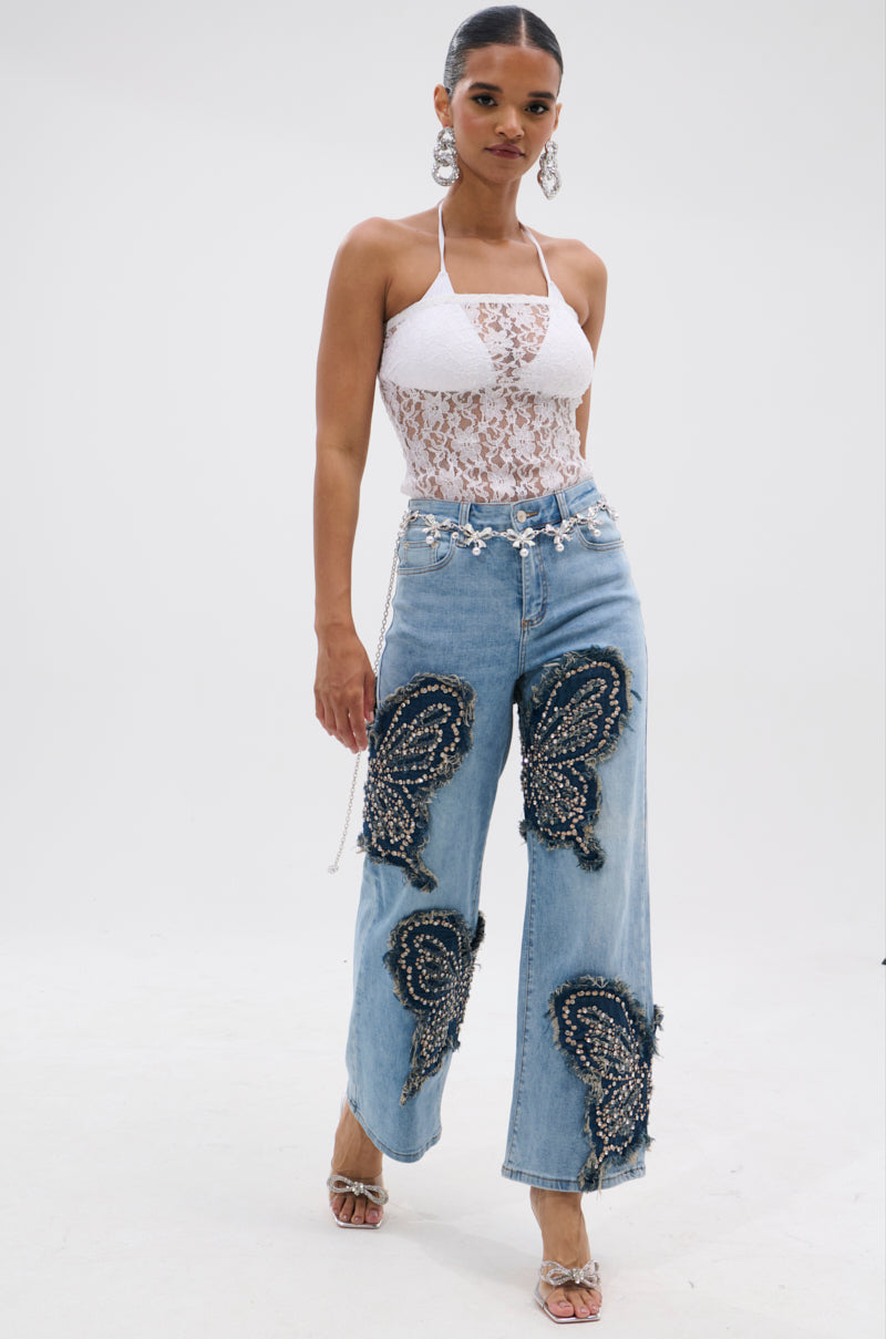 REBIRTH BUTTERFLY PATCH JEANS