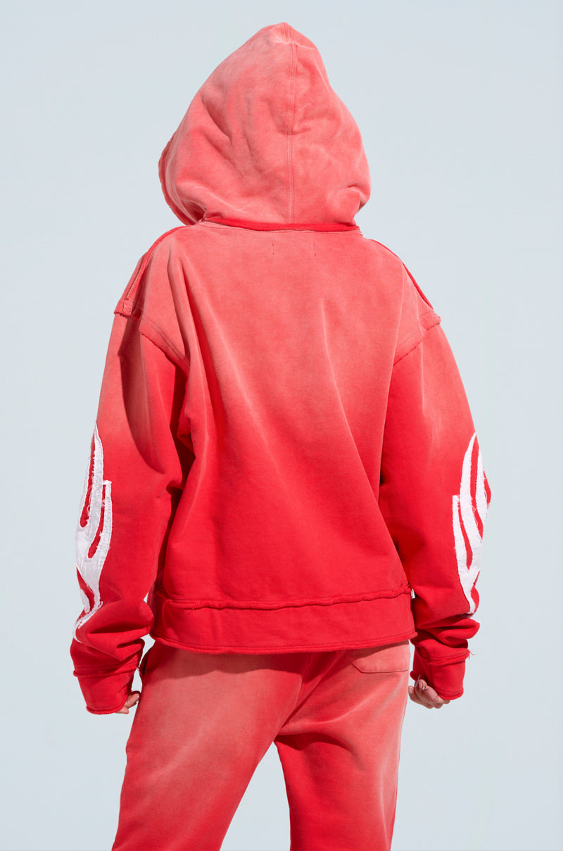 ONLY ONE ZIP UP SWEATSHIRT IN RED