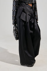 A MOMENT APART WIDE LEG TROUSER WITH POCKETS IN BLACK