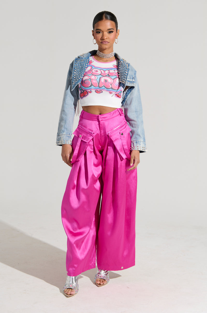 A MOMENT APART WIDE LEG TROUSER WITH POCKETS IN PINK