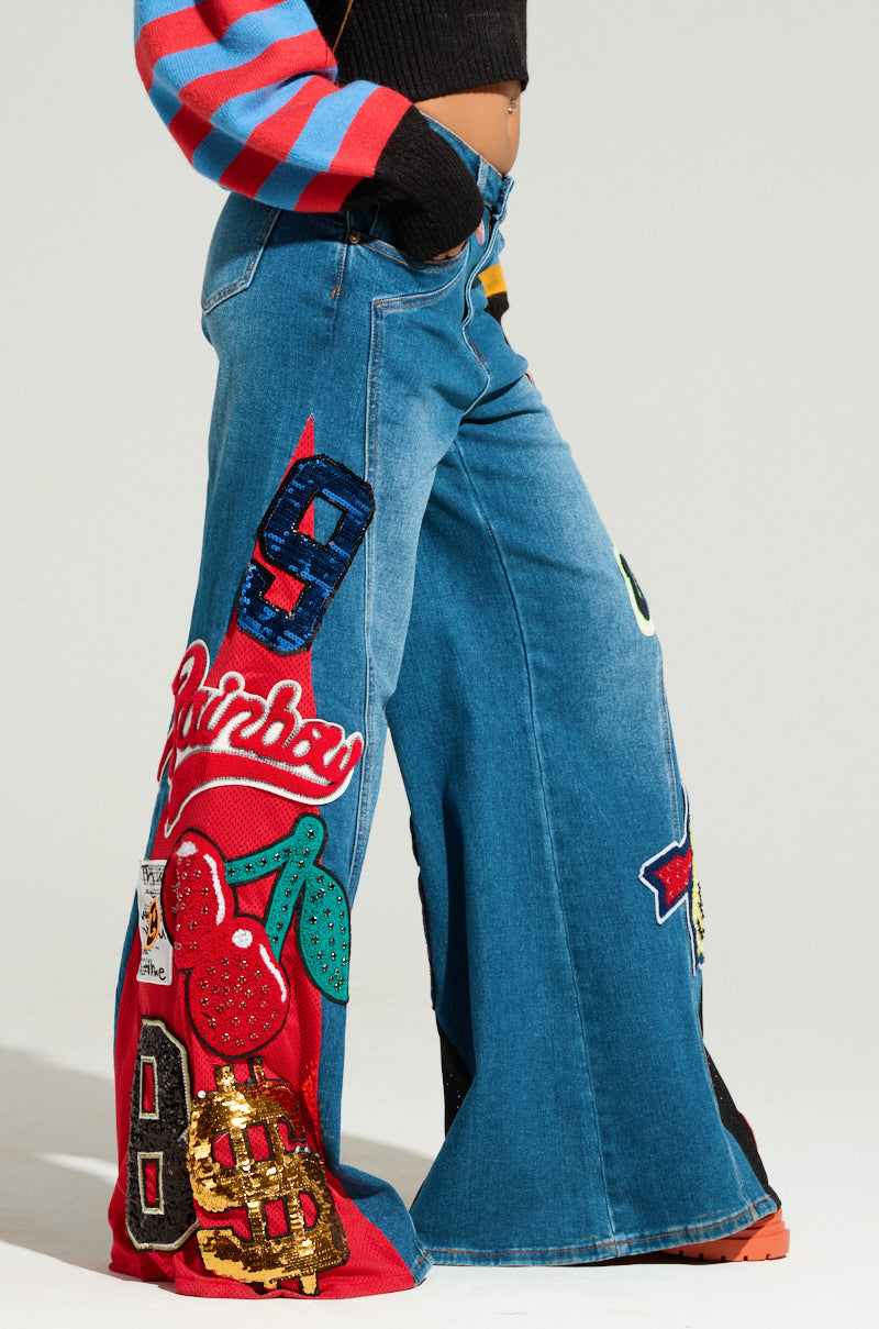 NOT SORRY PATCHWORK DENIM JEANS