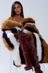 ALAIA STRIPED FAUX FUR