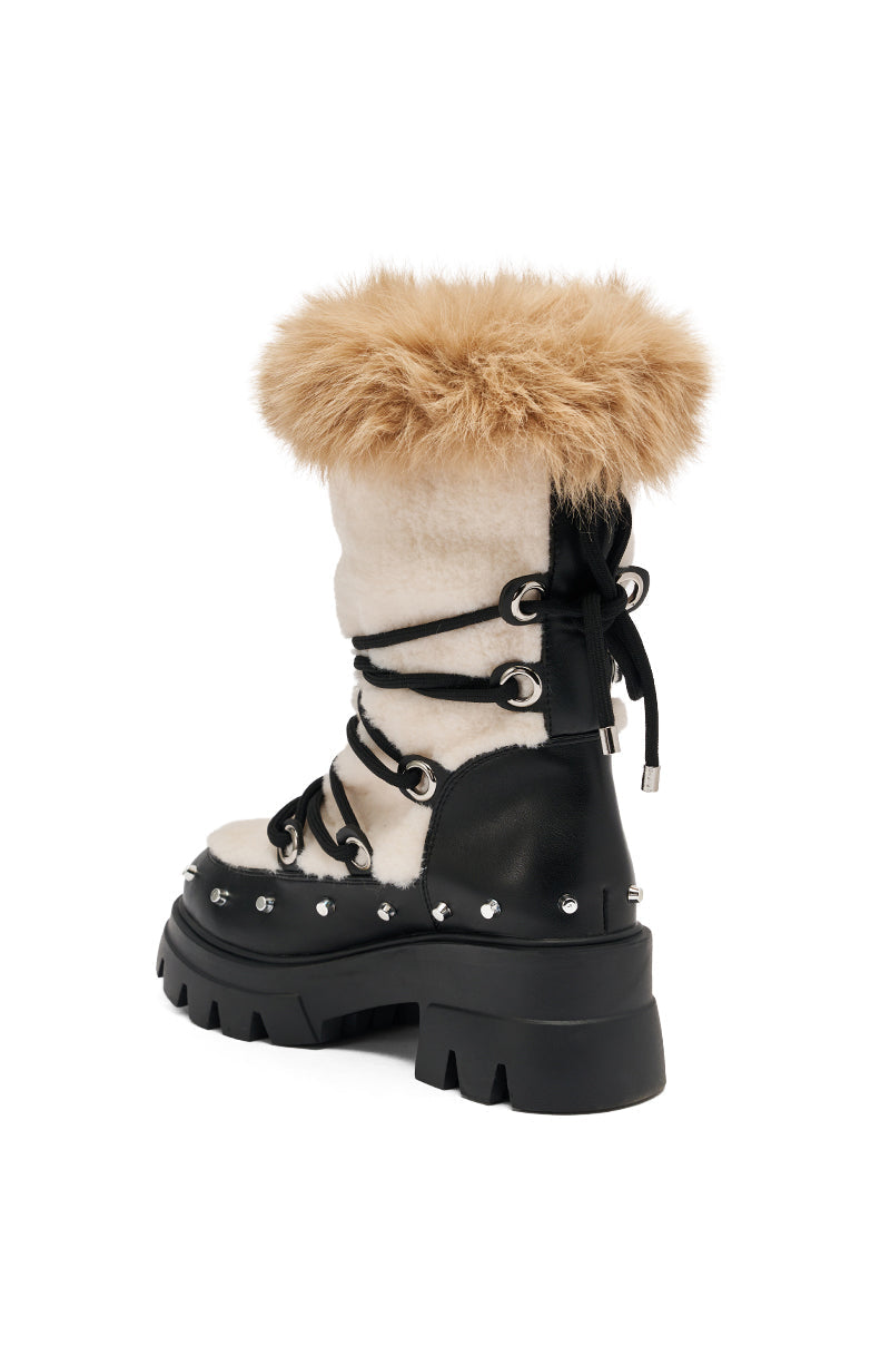 AZALEA WANG BLEJAN BLACK FUR AND SHERPA BOOTIE
