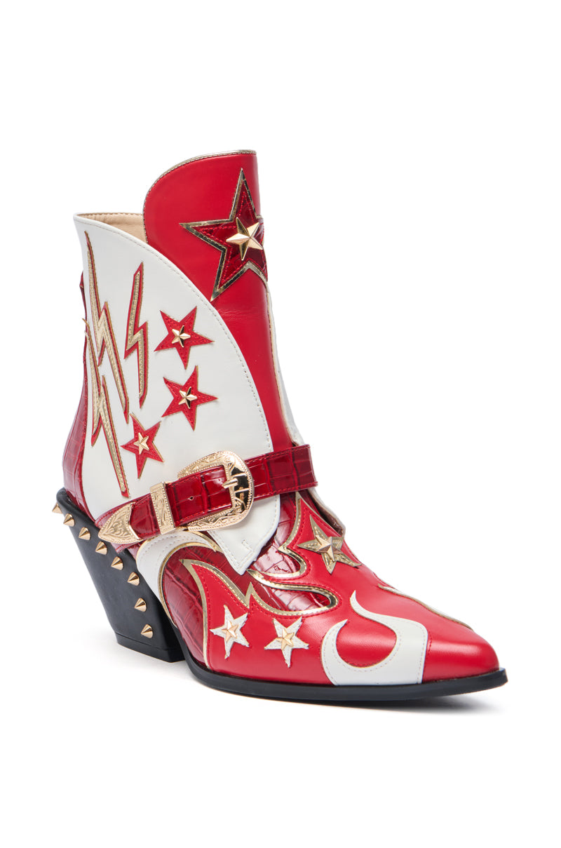 AZALEA WANG CHANNY MULTI BOOTIE GRAPHIC WESTERN WITH STUDS
