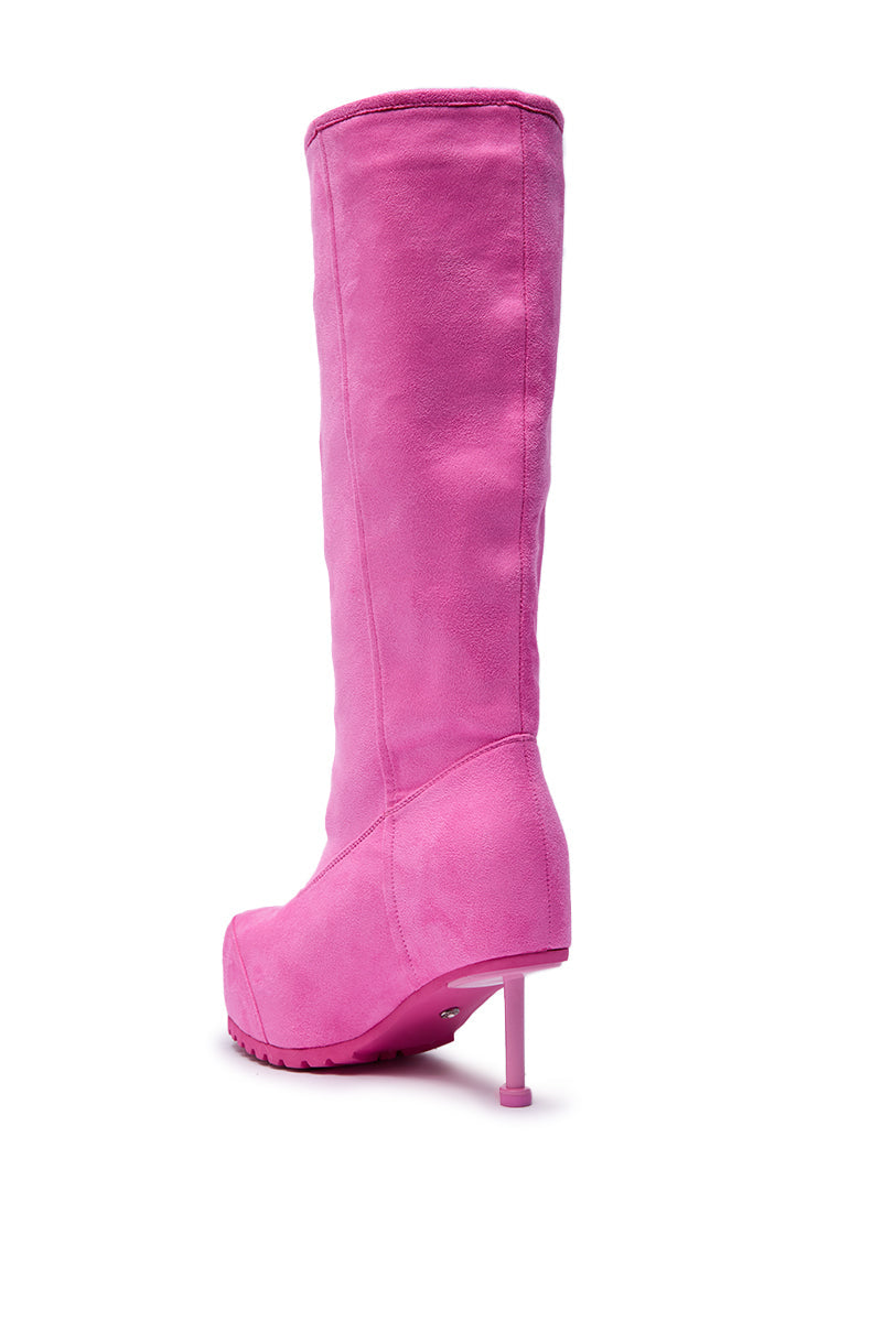 AZALEA WANG CLEDQYN PINK SUEDE STILETTO BOOT