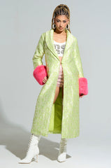 COLOR ME PRETTY BROCADE TRENCH