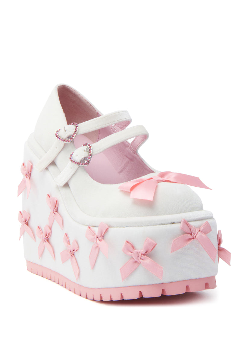 KOI FOOTWEAR A COURTSHIP OF BOWS PINK WEDGE SNEAKER