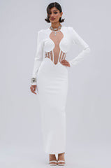 A NIGHT OUT BANDAGE MAXI DRESS IN WHITE