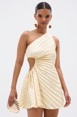MAKE IT WORK PLEATED MINI DRESS IN YELLOW
