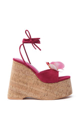 AZALEA WANG DALEYZA FUCHSIA FLORAL WEDGE SANDAL