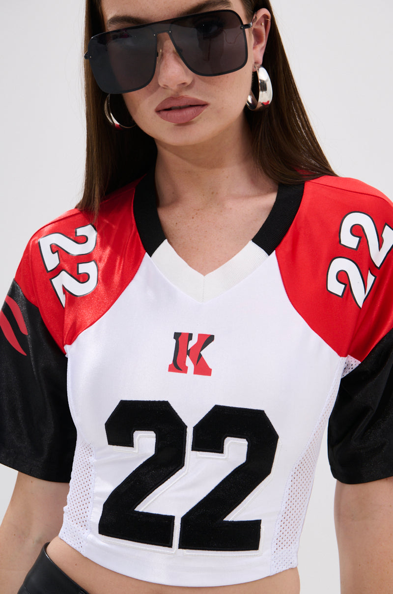 CATCH MY VIBE CORSETED JERSEY TOP