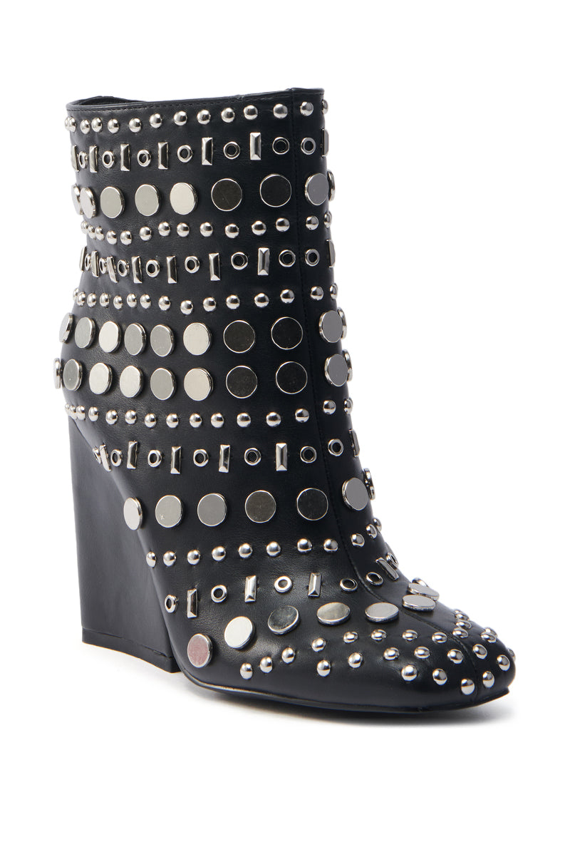 AZALEA WANG FLETCHER BLACK SILVER METAL BOOTIE